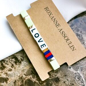 ❤️Roxanne Assoulin Just Say Love Gold Light Green Enamel Stretch Bracelet